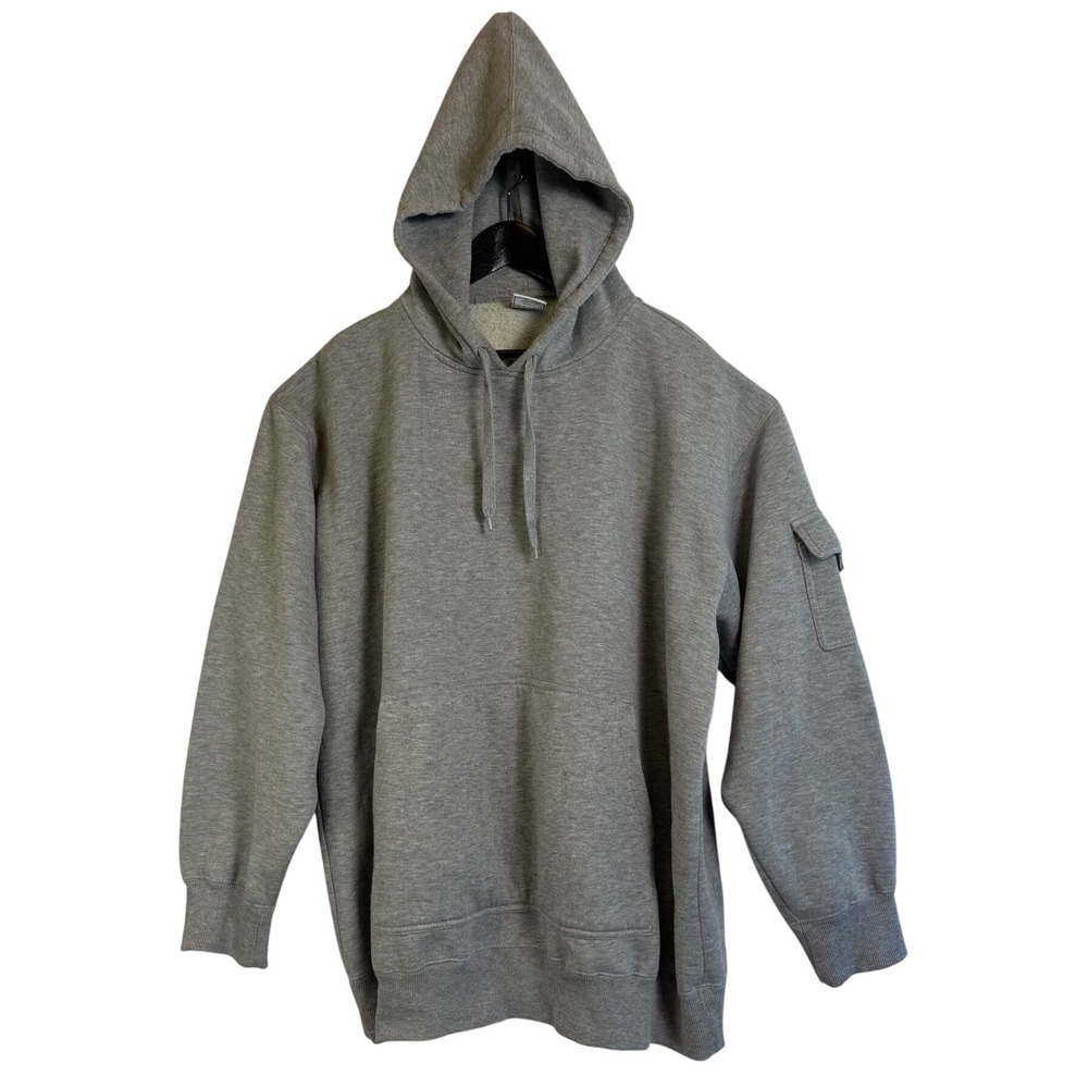 Nona Fleece Mens 2XL Heather Grey Cargo Sleeve Hoodie Pullover Sweatshirt